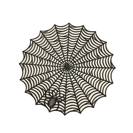 

Honrane Dining Table Decor Placemat Round Spider Web Placemat Hollow Anti-scald Heat-resistant Pvc Dining Table Decoration Pad Waterproof Non-slip for Kitchen