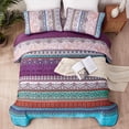 thumbnail image 3 of Juego de edredón WONGS BEDDING, color morado, tamaño doble, 2 piezas, 3 of 8