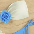 thumbnail image 4 of WIZUTIZ Womens Swimsuits Tankini Tube Bandeau Push Up Anti-Slip Swim Top with Tie Side Panties Rose Low Rise Underwear High Leg Thong Solid Swimsuits Sleeveless Swimsuits 2 Piece Beach Blue, 4 of 5