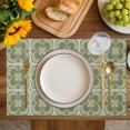 thumbnail image 4 of Sage Green Boho Placemats Set of 6, Farmhouse Chic Abstract Patterned Placemats for Dining Table, Place Mats for Kitchen Tabletop, Waterproof Wipeable Dining Table Mats Set, 4 of 9