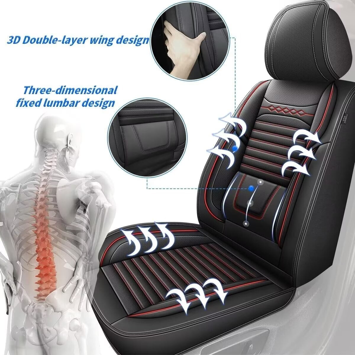 DIKSOAKR 2 Front Car Seat Covers for Toyota Camry 2012-2024 2025 Faux Leather Seat Covers Breathble Waterproof Automotive Seat Cushion (2 Seat, Redline)
