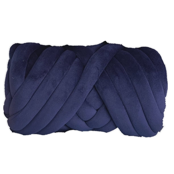 Nvzi Hilo de terciopelo grueso de 500 g, hilo gigante para tejer con brazos, hilo de peso de tubo gigante súper suave, hilo de crochet esponjoso para hacer tú mismo para mantas, azul marino