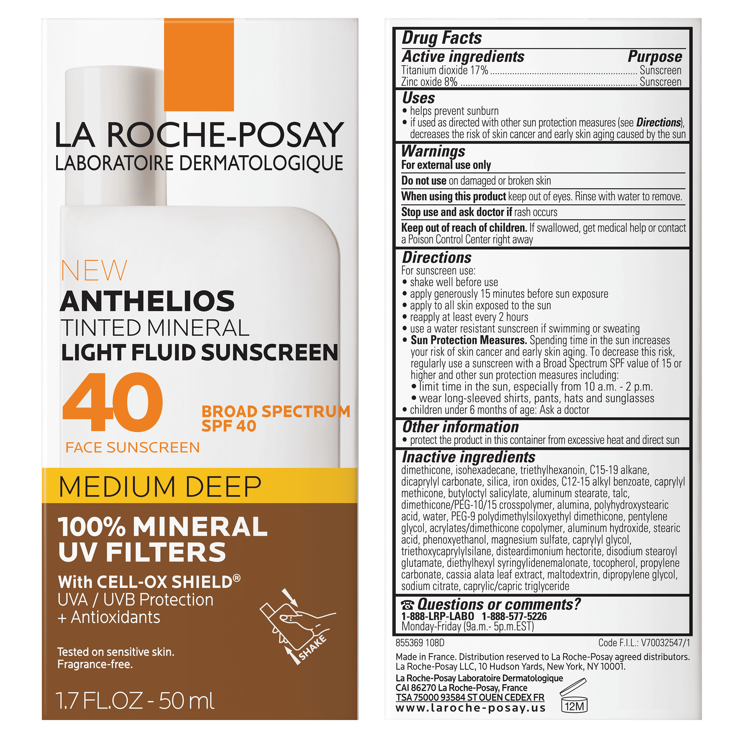 La Roche-Posay Anthelios Mineral Tinted Sunscreen SPF 40, 1.7 fl oz