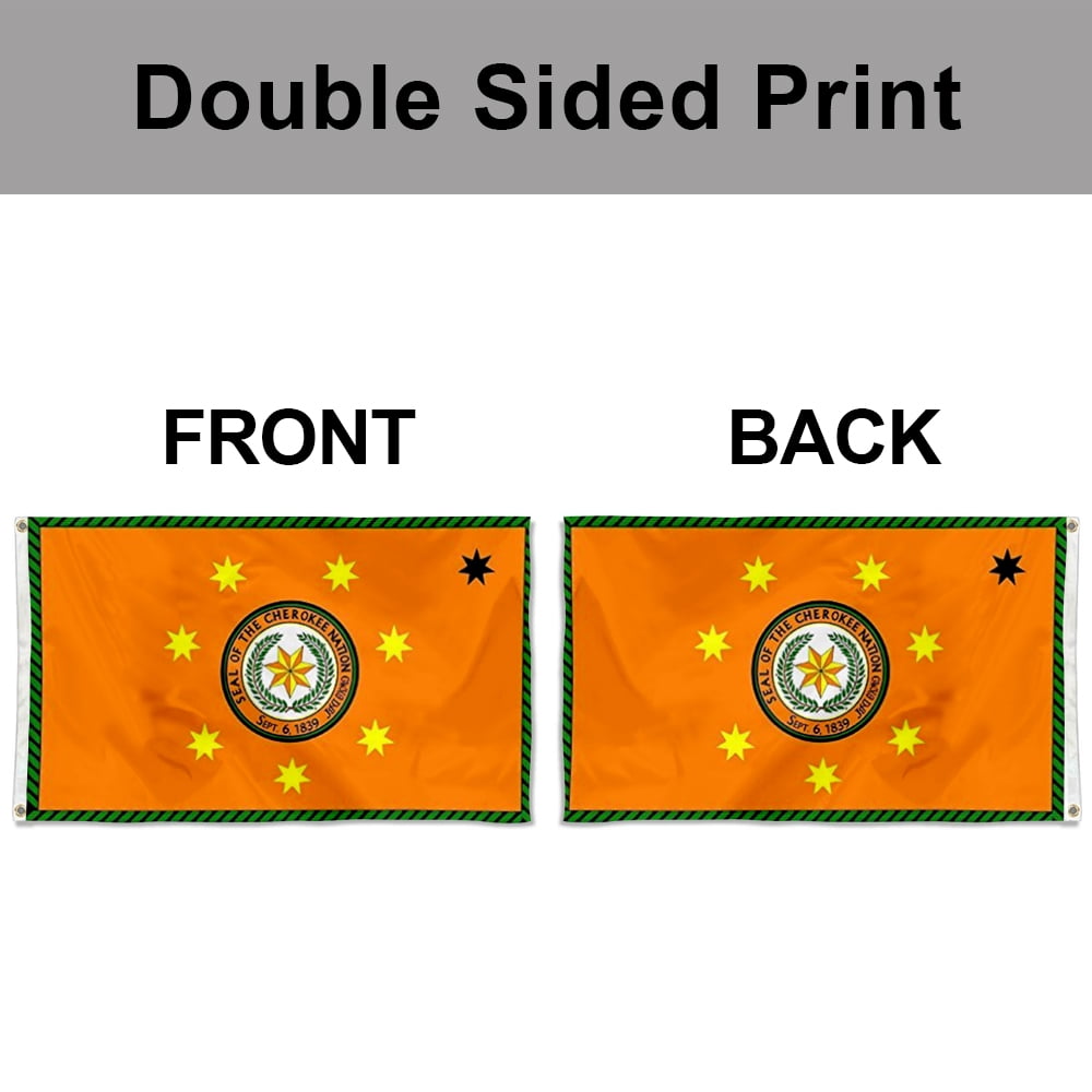 Dutern Double Sided Cherokee Nation Flag Banner 3 Ply with Brass Grommets 3x5 Feet