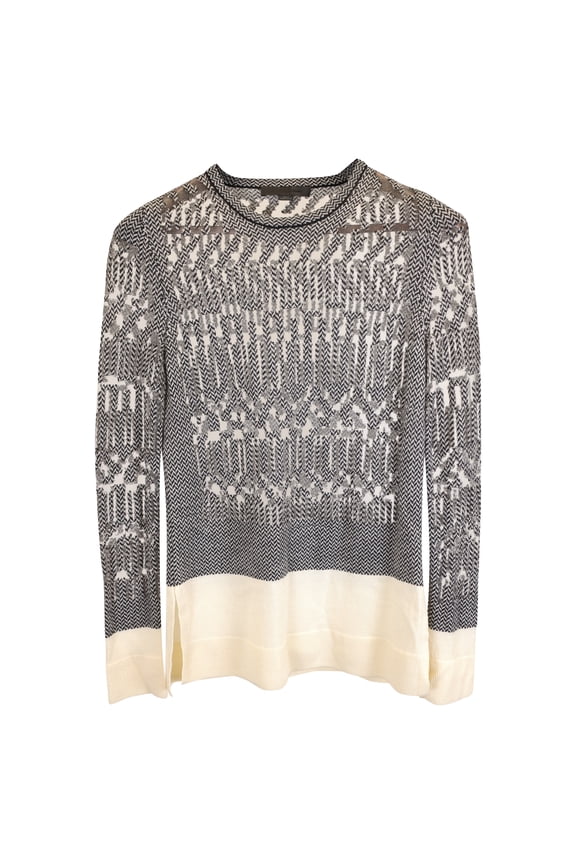 Pre-Owned Alexander Wang Houndstooth Mesh Trim Sweater in Grey Wool