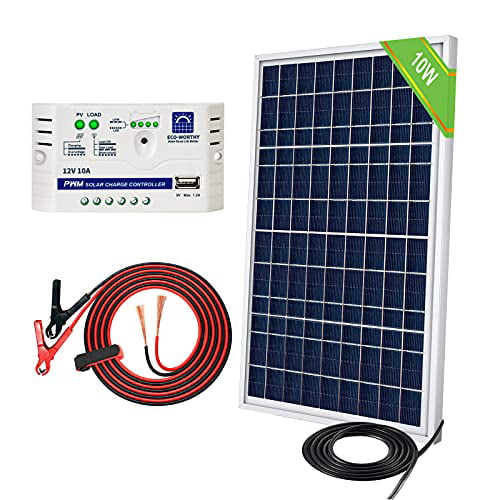 ECO-WORTHY 12 Volts 7.5 Watts Portable Power Solar Panel with Battery Clips & Suction Cups for Maintain Motorcycle Tractor Boat RV Battery 