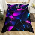 thumbnail image 2 of Erosebridal Chic Geometric Comforter Cover Twin, Black Purple Bedding Twin Size, Modern Abstract Decor, Reversible 2pcs（No Comforter）, 2 of 7