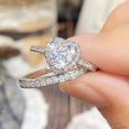 thumbnail image 2 of 2 Pcs/Set 925 Silver Ring Heart Cubic Zirconia Fashion Engagement Gifts Sz 6-10, 2 of 9