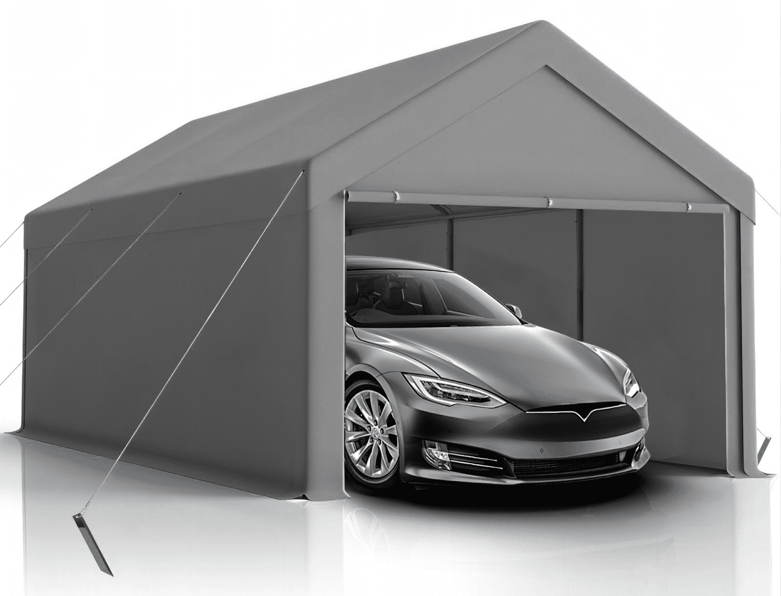 Gaildon W10xL20Ft Heavy Duty Steel Carport Portable Garage with Removable Sidewalls, Waterproof&Anti-Sunburn&Adjustable Height, Gray