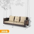 thumbnail image 5 of VINGLI 5 ft Rattan Outdoor Porch Swing, Heavy Duty 800 lbs Wicker Hanging Swing with Cushions for Porch, Yard, Balcony, Tree, Brown, 5 of 8