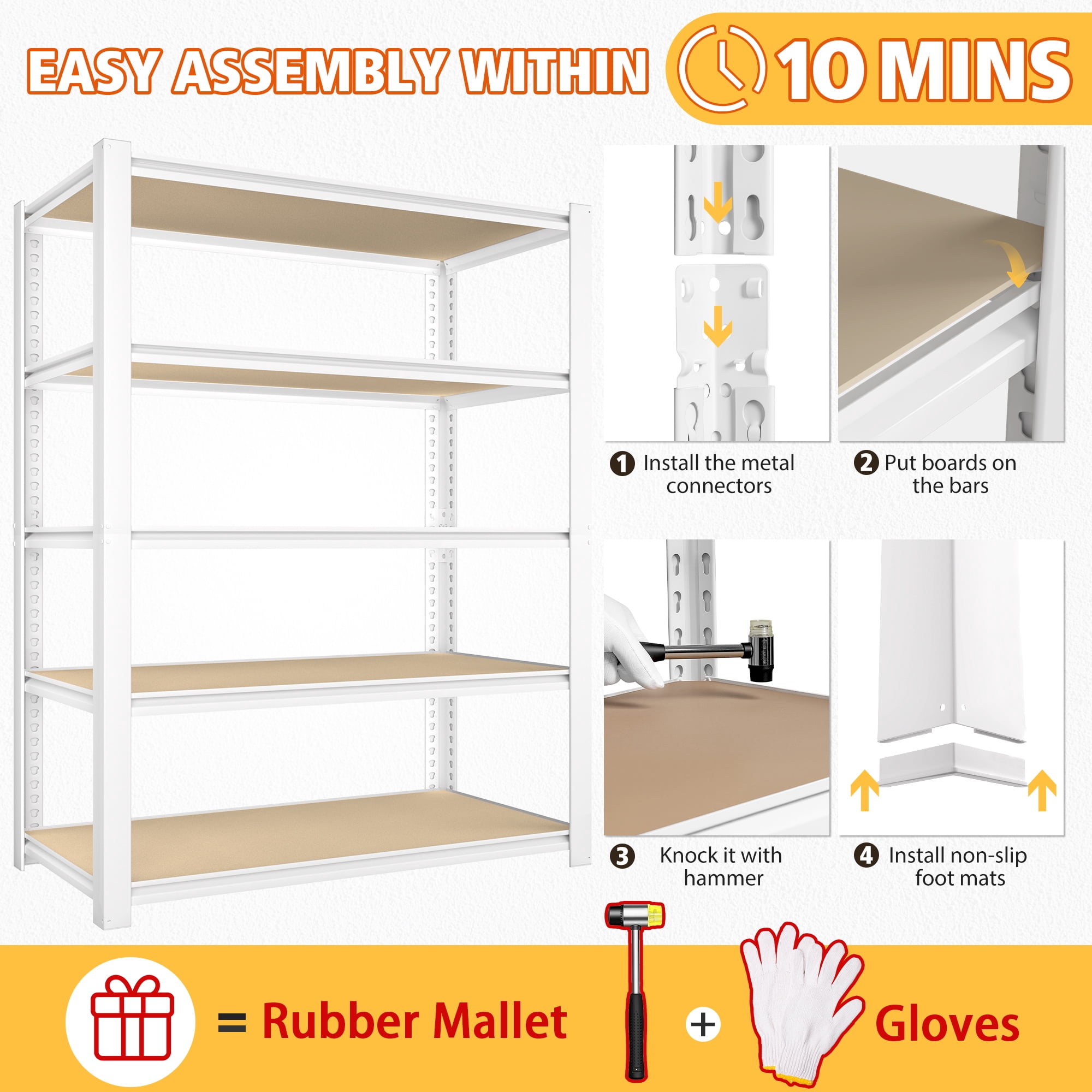 TrumanPick Garage Storage Shelves 5 Tier 28''W x 12''D x 60''H Adjustable Heavy Duty Metal Shelving Unit for Kitchen Pantry Garage, White
