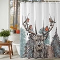 thumbnail image 3 of Christmas Vintage Shower Curtains for Bathroom, Deer Birds Pine Tree Snowscape Waterproof Fabric Shower Curtain for Bathroom Bathtub Decoration, Machine Washable, 54x"78", 3 of 9