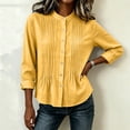 thumbnail image 5 of CHGBMOK Women's Fall Tops Crew Neck Long Sleeve Shirts with Button Down Casual Pleated Blouses, 5 of 6