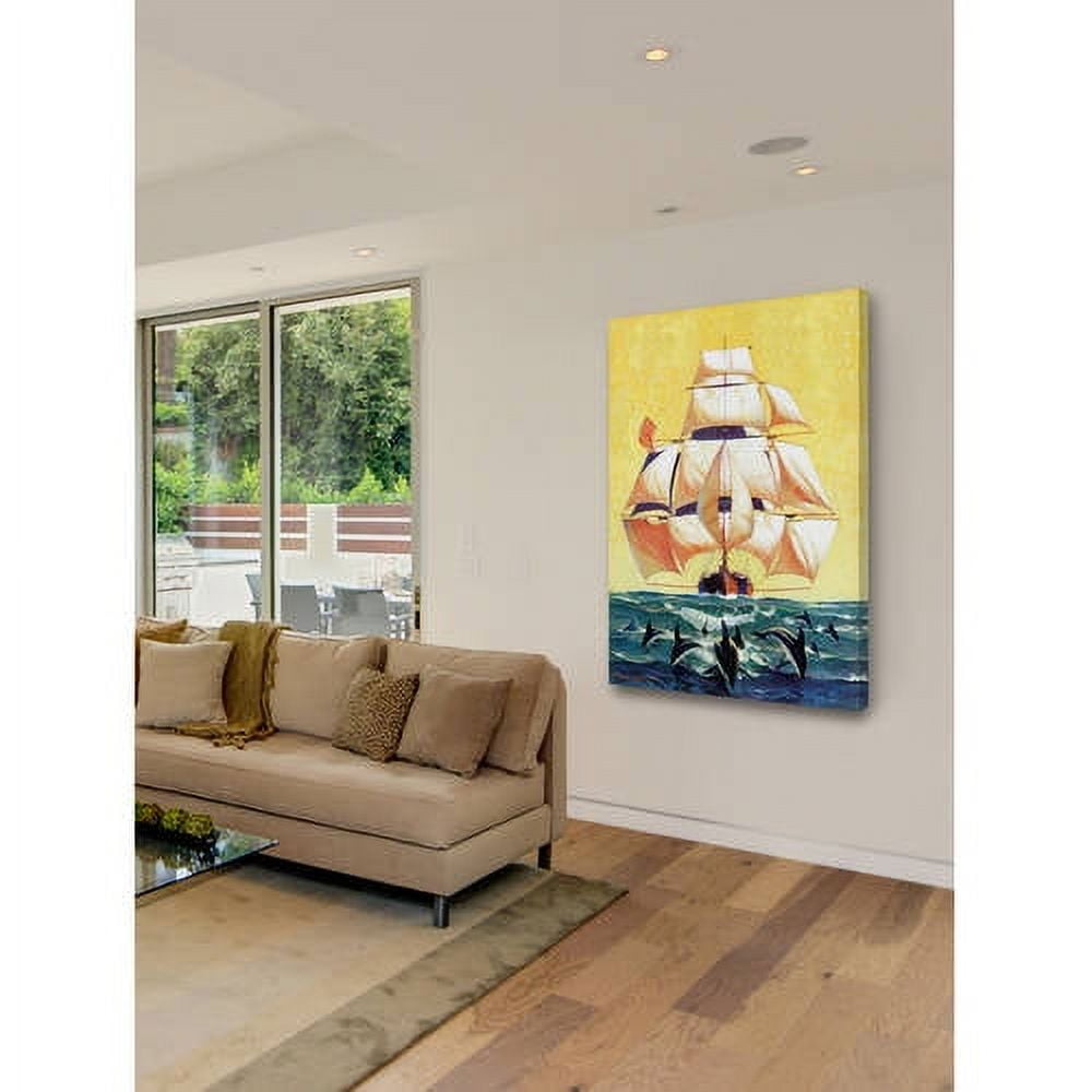 "Led by Dolphins" Painting Print on Wrapped Canvas
