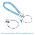 thumbnail image 3 of Braided Leather Keychain with Stainless Steel Key Ring, PU Woven Wristlet Lanyard, Sky Blue, 3 of 5