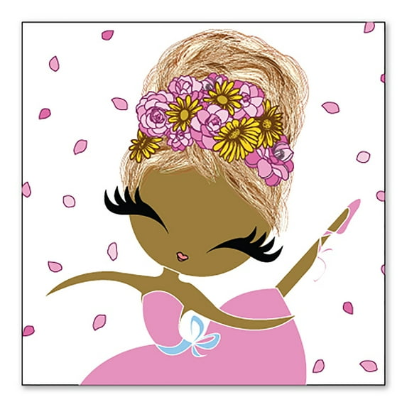 DistinctInk Custom Bumper Sticker - 4" x 4" Decorative Decal - White Background - Ballerina Dancing in Flower Petals