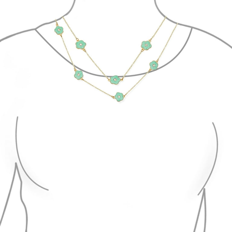 Vintage D Clover Necklace Crystal Embellished Metal and Beads