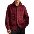 thumbnail image 2 of Xdegoge Mens Cardigans Button Down Stand Collar Thick Chunky Cable Knit Sweaters with Pockets Winter Warm Relaxed Fit Knitted Vintage Fall Coat M-4Xl, 2 of 9