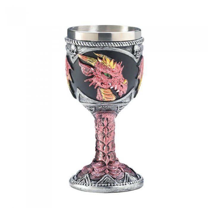 Medieval Metal Wine Goblet Gothic Dragon Display Goblet Stainless Steel