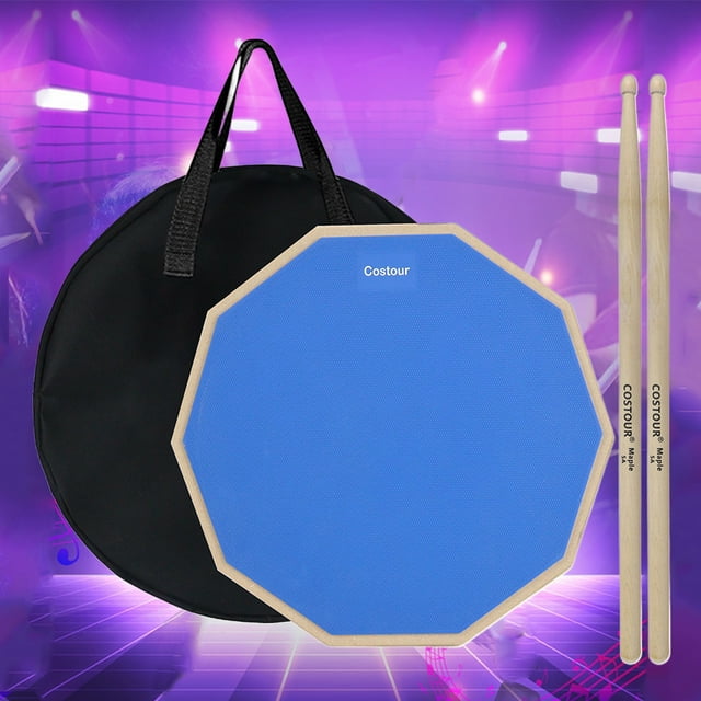 Peggybuy 12-Inch Double-Sided Triple-Layer Silent Drum Practice Pad with Drum Sticks Storage Bag Practice Training Drum Pad 2-Sided Silent Practice Drum Pad for Beginners Building Skills