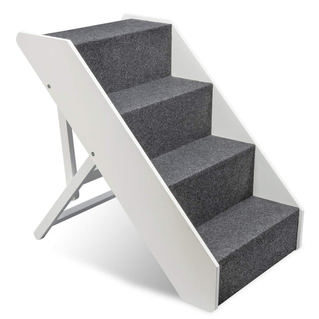Escaleras para perros Arf Pets Wood, 4 niveles, ajuste de altura, color blanco