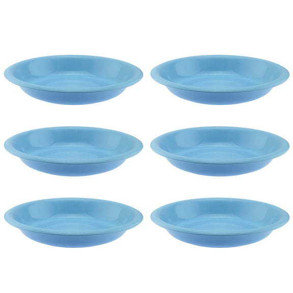 YBM Home Unbreakable Round Deep Plastic Plate 15-Ounce | Tableware Plates BPA-Free, Blue 6 Pack