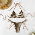 thumbnail image 2 of Delconic Women’s Triangle Bikini Set with Adjustable Halter Top and Tie Side Bottoms Striped Print Two Piece Swimsuit for Beach Pool, 2 of 7