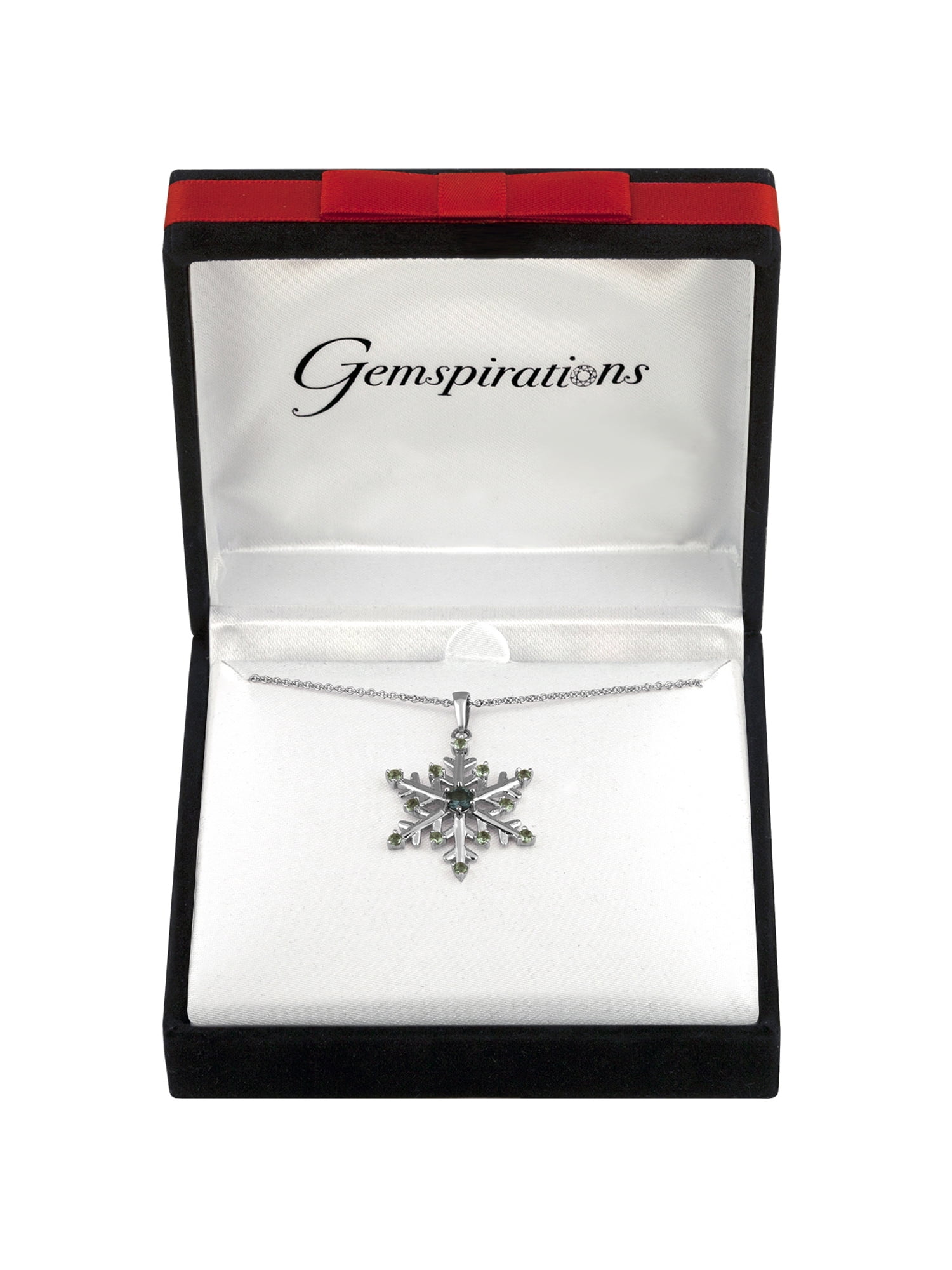 Believe By Brilliance Sterling Silver-Plated Simulated Blue Topaz with CZ Accents Snowflake Pendant, 18