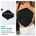 thumbnail image 2 of HLONK Women's Crisscross Vest Summer Hot Halter Wrap Crop Top Black Solid Cami Tank Tops, 2 of 7