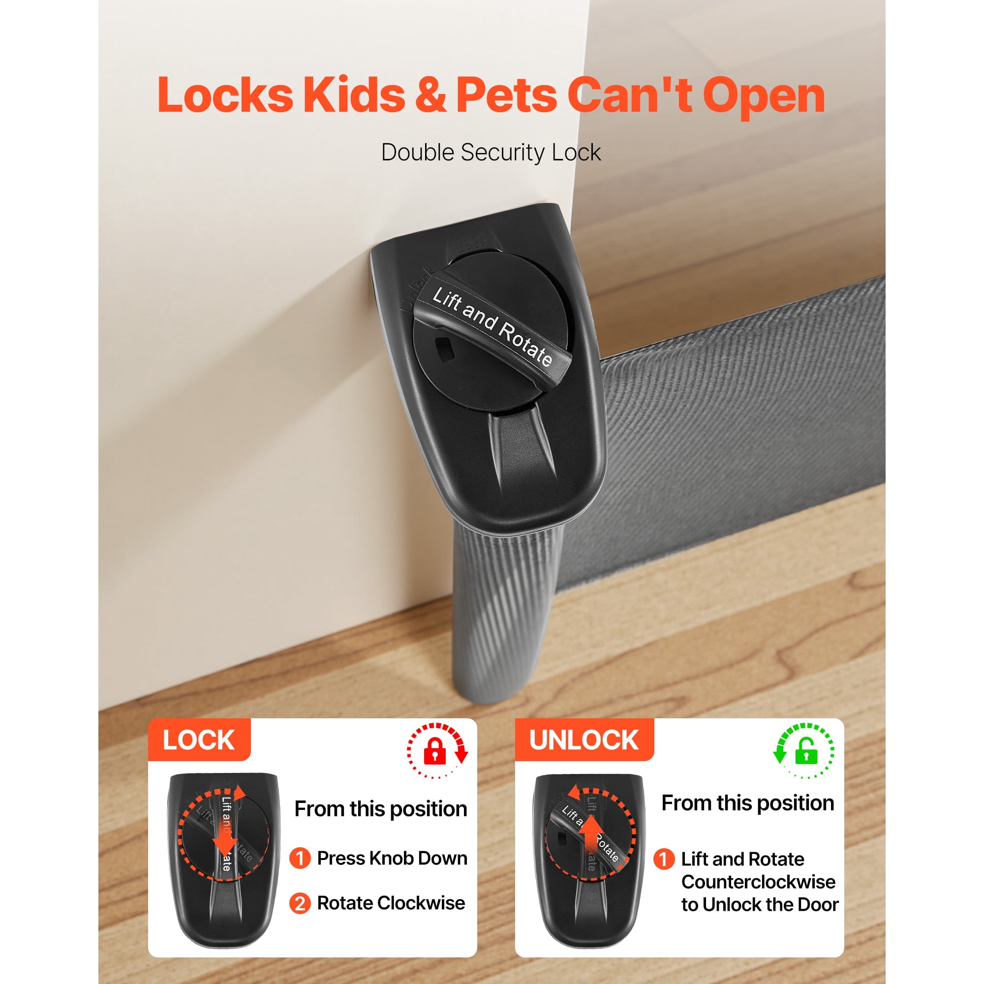 KFFKFF Retractable Baby Gate, Expands Up to 72.8 Inches Wide and 38.5 Inches Tall, Features Safety Lock, Convenient Walk-Through Design, Mesh Barrier for Pets and Kids, Suitable for Stairs, Hallways