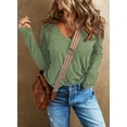 thumbnail image 5 of Chase Secret Womens Blouse Casual Long Sleeve V Neck Tops Basic Cotton Lightweight Shirts, 5 of 6