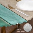 thumbnail image 4 of Round Table Cover 55-60 Inch Teal Brown Wooden Waterproof Reusable Table Cloth Round Fitted Vinyl Tablecloth with Elastic Edged for Parties Outdoors, Farmhouse Vertical Striped Art, 4 of 9