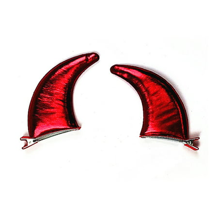 Mozlly Glossy Red Devil Horn Hair Clip (1 Pair - Left & Right Horn) Size: 3