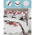 thumbnail image 3 of Quilts Queen Size Bedding Set, Chinese Mountain Reversible Summer Quilt 3 Pieces, Landscape Painting Red Plum Flowers Lightweight Bedspreads Coverlets with 2 Pillow Shams for All Seasons, 3 of 5