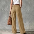 thumbnail image 6 of Women's Linen Wide Leg Pants High Waisted Elastic Back Loose Flowy Trousers with Pockets Summer Casual Beach Vacation Lounge Pants Breathable Daily Wear, 6 of 8