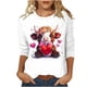 thumbnail image 4 of TaTaai Valentine's Day Cow Print Women's Tee, Loose Fit Three Quarter Sleeve Pullover, Cute Casual Top Gift, 4 of 5