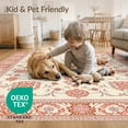 thumbnail image 4 of ODIKA 8'x10' Washable Area Rug Non-Shedding, Easy Care, Peach Boho Medallion With Vintage Floral Scroll And Bordered Trellis for King Size Bedroom Under Bed, Master Suite, 4 of 7