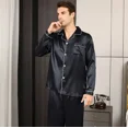 thumbnail image 4 of Pijamas Manga Larga Casual Solapa Satén Para Hombre Conjunto, 4 of 8