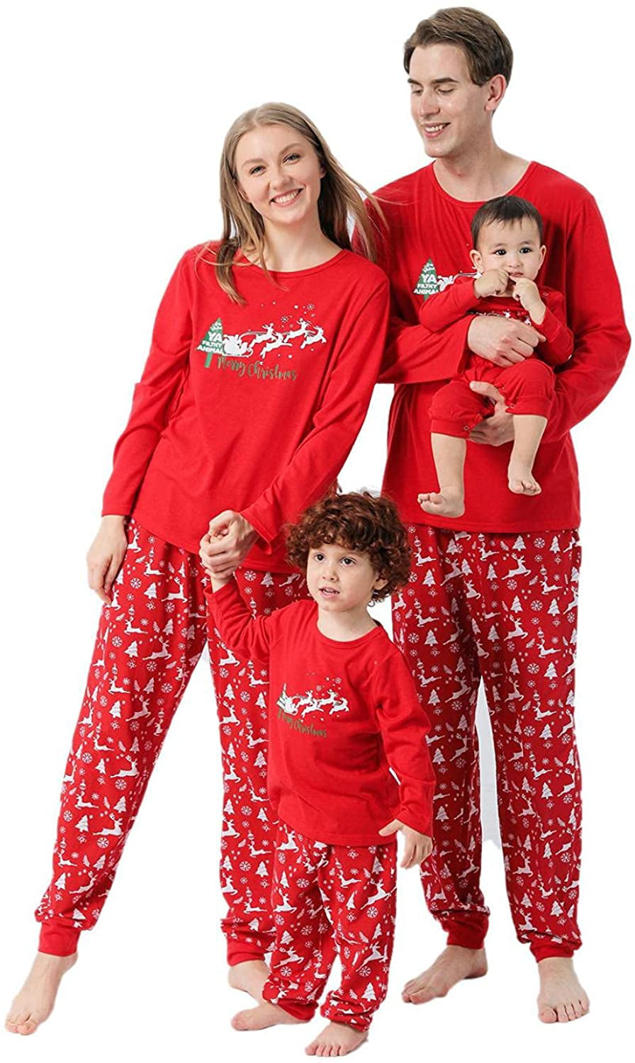 Baby Toddler Boys Girls Red Blue & White Christmas Print Pyjamas Romper PJ's 