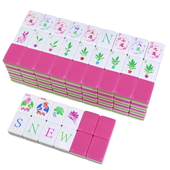 XIANXIAN Mahjong Tile Set 160 Acrylic Engraved American Mahjong Game Sets | Pink Blossom Series 1.2” Mah Jongg Tiles Accessories Gifts for Majong Players Beginners