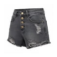 thumbnail image 4 of Denim Shorts For Women Four Button Fly High Waist Light Wash Distressed Frayed Hem Fashionable Jean Shorts With Pockets Loose Fit Summer Shorts 2026 Casual Trendy Vacation Shorts, 4 of 8