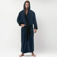 thumbnail image 2 of Hessimy Mens Hooded Robe Plush Fleece, Soft Fluffy House Coat Lounge Robe Full Length Bathrobes with Pockets(Dark Blue,5XL), 2 of 5