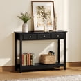 thumbnail image 4 of Alden Design 3-Drawer Wooden Console Table with Storage Shelf for Entryway, Black, 4 of 10