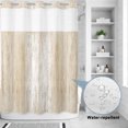 thumbnail image 3 of No Hook Shower Curtain, Cream Wooden Shower Curtains for Bathroom with See Through Top Window, Farmhouse Brown Vintage Distressed Waterproof & Washable Bath Curtain Extra Long 72"x96", 3 of 9