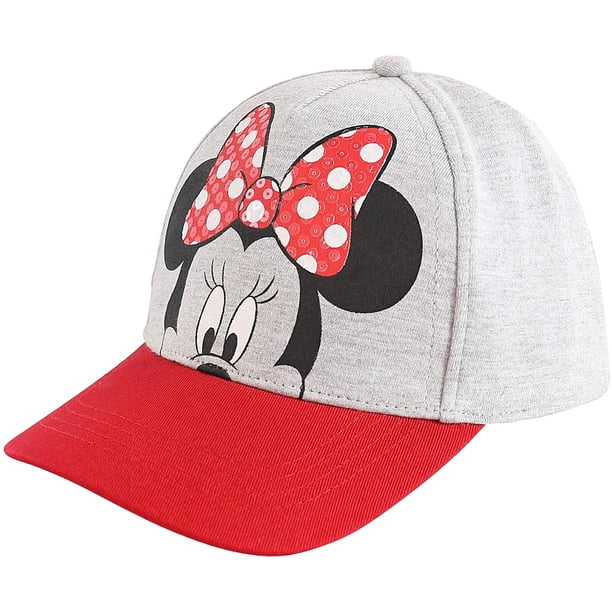 Gorra de béisbol Disney Minnie Mouse para niñas de 2 a 4 años, color gris y rojo