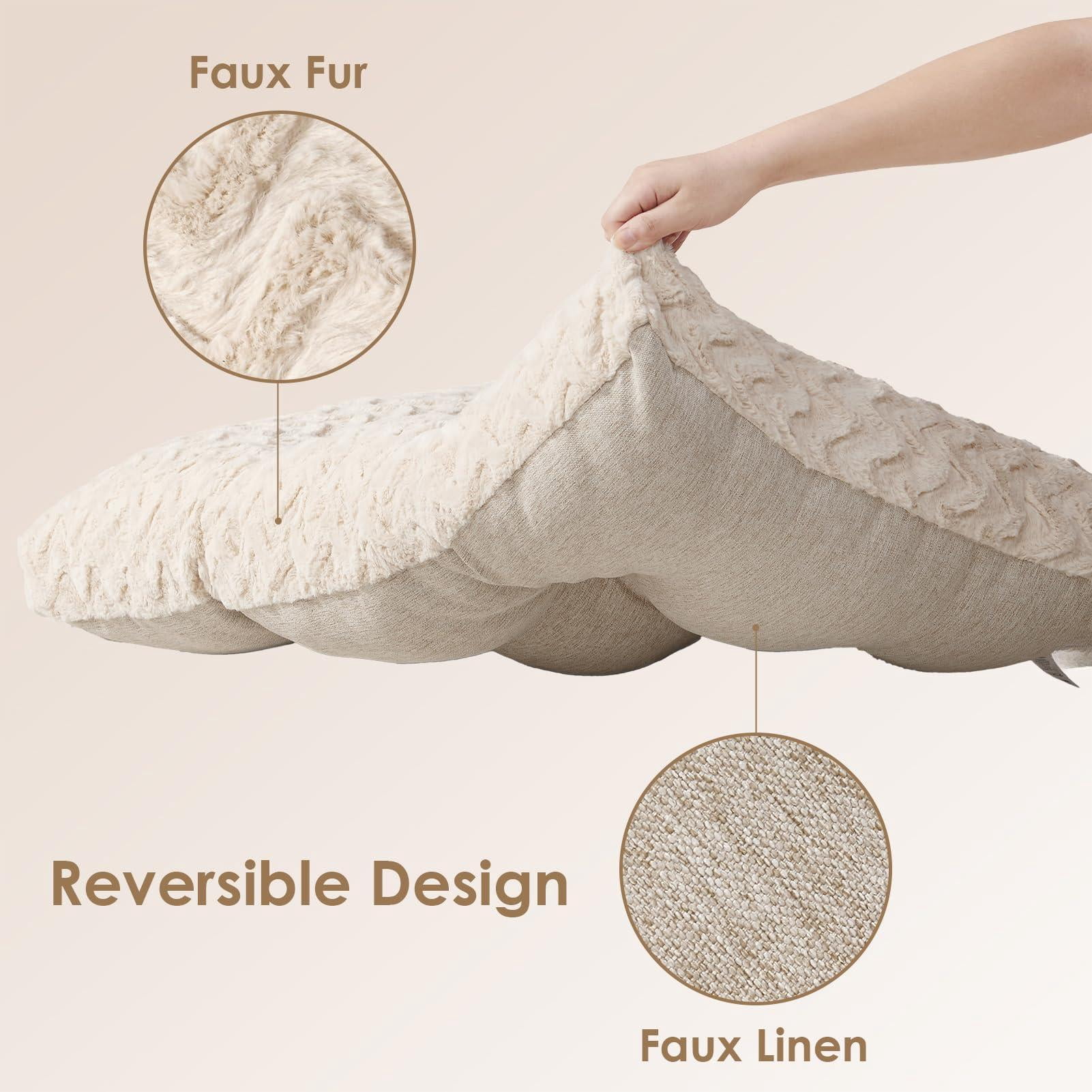 Washable Xl Dog Bed For Crate 41x27 Inch  Reversible Kennel Pad Extra Large Dogs Weight Up To 75 Lbs Plush And Comfy Pet Sleeping Mat Beige