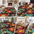 thumbnail image 5 of 6'x9' Area Rugs, Vintage Sunflower Indoor Outdoor Area Rug for Living Room Bedroom, Boho Retro Summer Botanical Black Washable Bathroom Rugs Kitchen Floor Carpet Mats Home Decor Aesthetic, 5 of 8