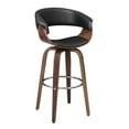 thumbnail image 2 of Zion Upholstered Swivel Bar Stool Walnut and Black, 2 of 8