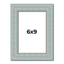 6x9 Frame Blue Teal Distressed Solid Wood Picture Frame | 1.625 Inch Moulding Width | Sonoma Blue