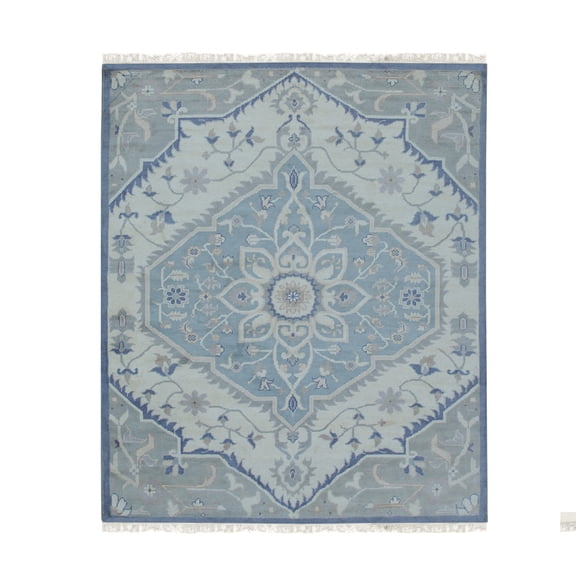 EORC IE487AIV9X12 Hand-Knotted Wool Heriz Design Rug, 9' x 12', Ivory Area Rug